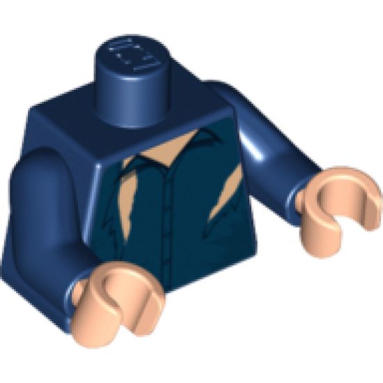 Torso Speed Racer Cardigan Ripped with White Undershirt Pattern / Dark Blue Arms / Light Nougat Hands