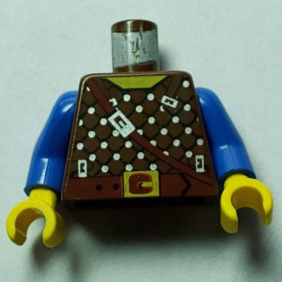 Torso Castle Dark Forestman Studded Shirt and Brown Crossbelt Pattern / Blue Arms / Yellow Hands
