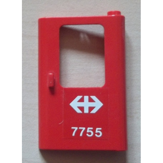 Door 1 x 4 x 5 Train Right with White Double Arrow (Swiss Federal Railways) and '7755' Pattern (Sticker) - Set 7755
