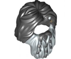 Minifigure, Hair Beard Braided, Dark Bluish Gray and Metallic Silver Axe Shard Pattern (Bifur)