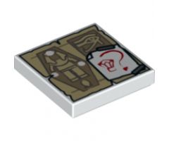 Tile 2 x 2 with Tan Parchment with Sarcophagus and Eye of Horus and White Paper with Red Gem and Question Mark Pattern