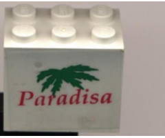 Container Cupboard 2 x 3 x 2 - Solid Studs with 'Paradisa' and Green Palm Leaves Pattern (Sticker) - Set 6410