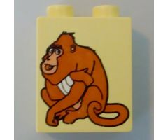 Duplo, Brick 1 x 2 x 2 with Sitting Ape Pattern (From Dora The Explorer)