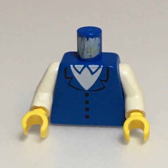 Torso Town Vest with 4 Buttons, White Shirt Collar Pattern (1592 patron) / White Arms / Yellow Hands