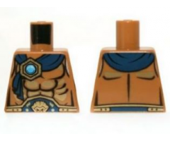 Torso Bare Chest, Belt, Dark Blue Wrap with Gold and Blue Round Jewel (Chi) Pattern