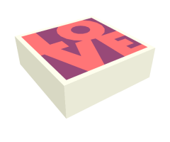 Tile 1 x 1 with Coral 'LOVE' on Magenta Background Pattern