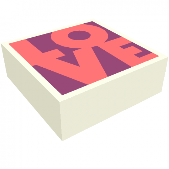 Tile 1 x 1 with Coral 'LOVE' on Magenta Background Pattern