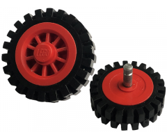 Wheel & Tire Assembly Spoked 2 x 2 with Stud with Black Tire 24mm D. x 8mm Offset Tread - Interior Ridges (bb0019 / 3483)