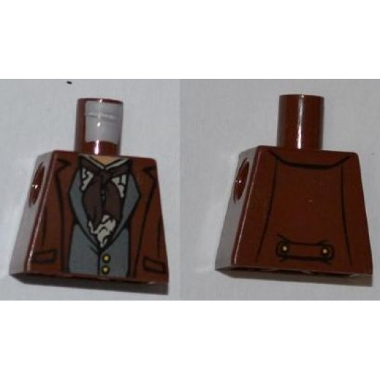 Torso PotC Jacket over Vest with Buttons and Dark Brown Scarf Pattern
