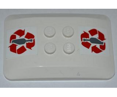 Wedge 6 x 4 x 2/3 Quad Curved with Red Recycling Arrows and Bottle Pattern (Stickers) - Set 4206