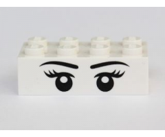 Brick 2 x 4 with Eyes with Pupils, Eyelashes and Eyebrows Front and Eyes with Pupils Back Pattern