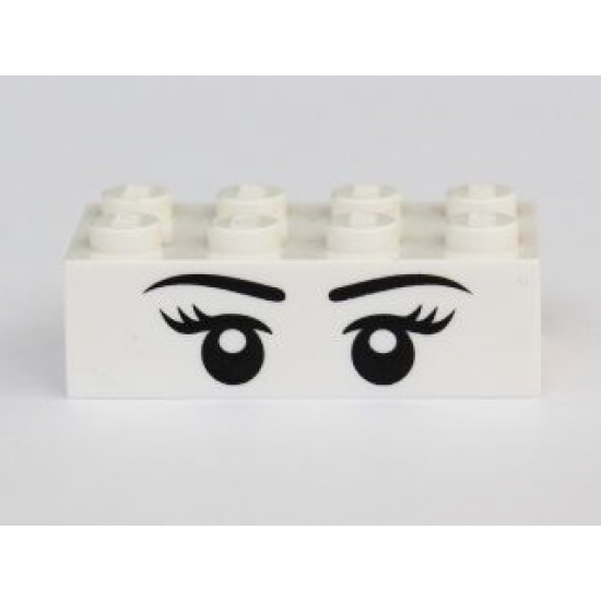 Brick 2 x 4 with Eyes with Pupils, Eyelashes and Eyebrows Front and Eyes with Pupils Back Pattern