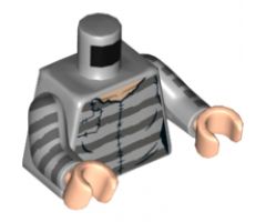Torso Female Prisoner Shirt and 5 Dark Bluish Gray Prison Stripes Pattern / Light Bluish Gray Arms with 5 Dark Bluish Gray Stripes Pattern / Light Nougat Hands