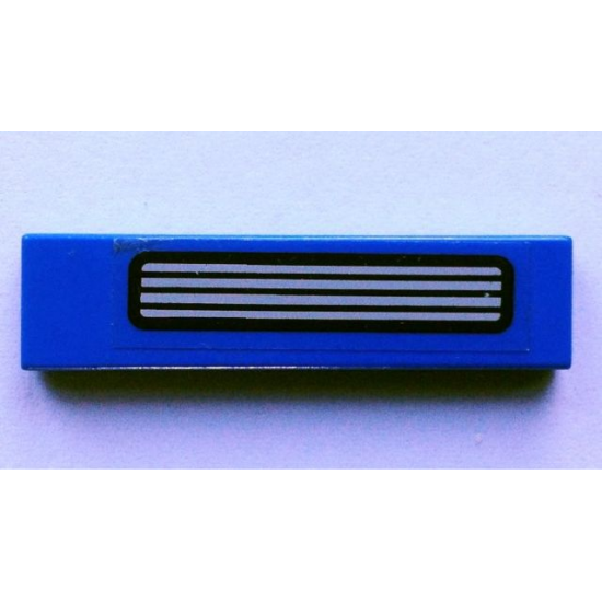 Tile 1 x 4 with Black & Light Gray Vent Pattern (Sticker) - Sets 5541 / 5571 / 10151