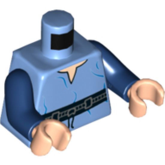 Torso Tunic with Belt with Blue Wrinkles Pattern / Dark Blue Arms / Light Nougat Hands