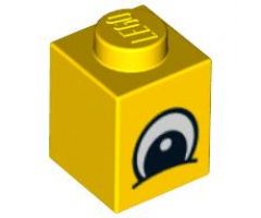 Brick 1 x 1 with Eye Squinting Black and White Plain Pattern
