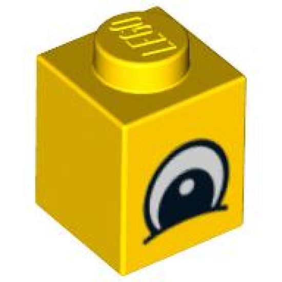 Brick 1 x 1 with Eye Squinting Black and White Plain Pattern