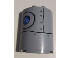Cylinder Half 2 x 4 x 4 with Patched Metal Plate and Porthole Pattern on Left (Sticker) - Set 3832