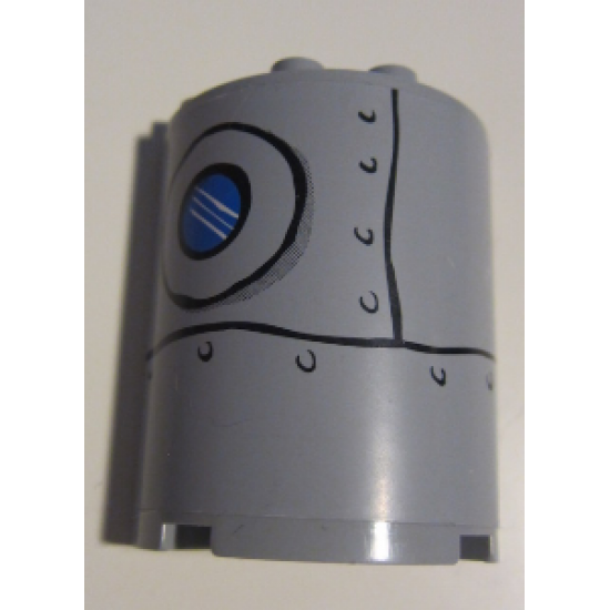 Cylinder Half 2 x 4 x 4 with Patched Metal Plate and Porthole Pattern on Left (Sticker) - Set 3832