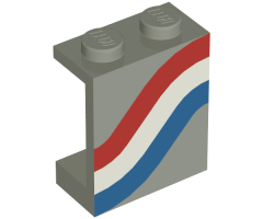 Panel 1 x 2 x 2 - Solid Studs with Curved Red, White and Blue Stripes Pattern Right