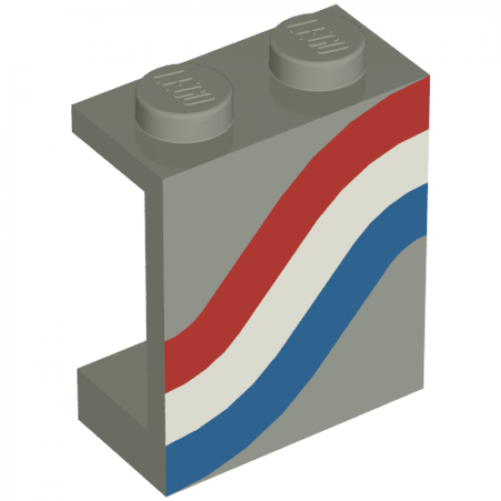 Panel 1 x 2 x 2 - Solid Studs with Curved Red, White and Blue Stripes Pattern Right