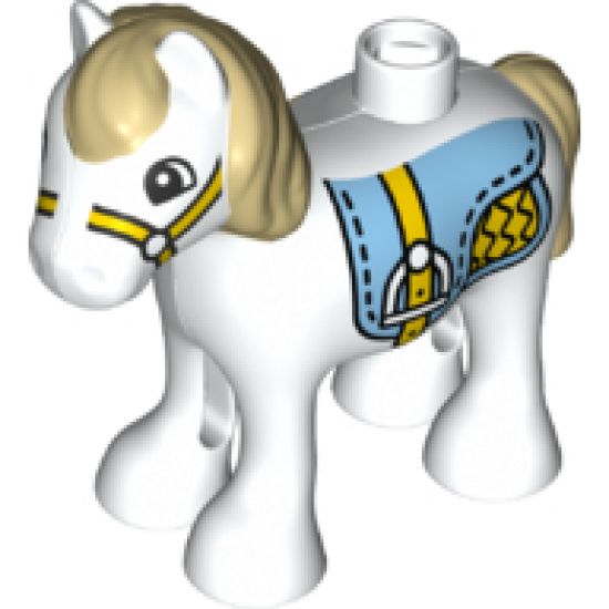 Duplo, Animal Horse Baby Foal Pony with Saddle, Tan Mane and Tail Pattern