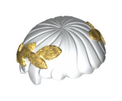 Minifigure, Hair Short, Straight Cut Fringe with Gold Laurel Wreath Pattern