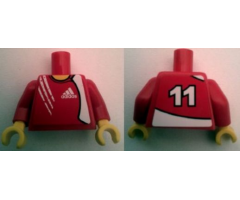 Torso Soccer Adidas Logo Red No. 11 Pattern (Stickers) / Red Arms / Yellow Hands