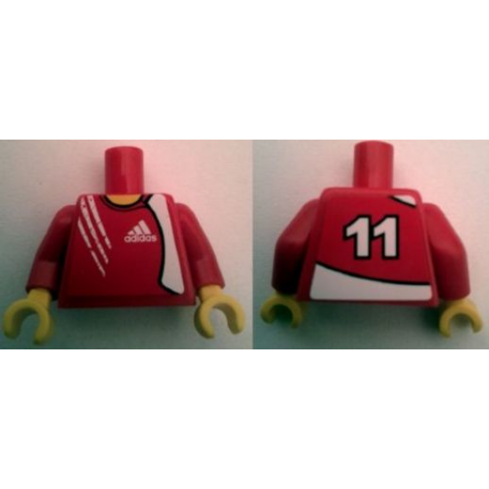 Torso Soccer Adidas Logo Red No. 11 Pattern (Stickers) / Red Arms / Yellow Hands