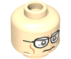 Minifigure, Head Glasses with Black Frames, White Lenses and Cheek Lines Pattern (Clark Kent) - Blocked Open Stud