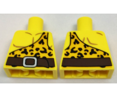 Torso Bright Light Orange Shirt with One Strap and Leopard Spots and Reddish Brown Belt Pattern