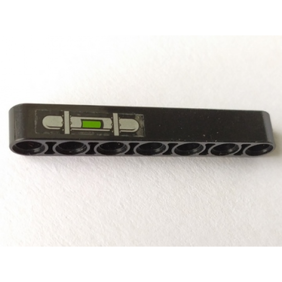 Technic, Liftarm 1 x 7 Thick with Silver Bar with Two Clamps and Lime Light Pattern (Sticker) - Set 7477