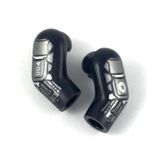 Arm, (Matching Left and Right) Pair with Pearl Dark Gray and Silver SciFi Armor Pattern