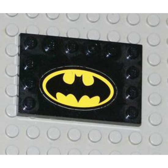 Tile, Modified 4 x 6 with Studs on Edges with Batman Logo Pattern (Sticker) - Set 7783