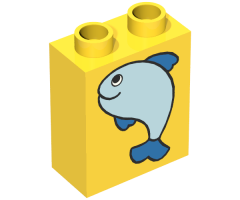 Duplo, Brick 1 x 2 x 2 with Fish Large Pattern