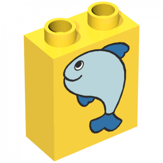 Duplo, Brick 1 x 2 x 2 with Fish Large Pattern
