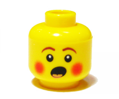 Minifigure, Head Rosy Cheeks, Open Mouth, Brown Eyebrows Pattern (Caroler) - Blocked Open Stud