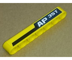 Technic, Liftarm 1 x 7 Thick with 'AP 35T' and Black and Yellow Stripes Pattern Model Left Side (Sticker) - Set 8264