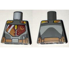 Torso SW Mandalorian Armor Plates Female Dark Red, Dark Orange, and Yellow with Rebel Starbird and Utility Belt Pattern (Sabine Wren)