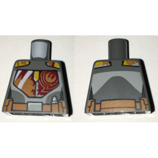 Torso SW Mandalorian Armor Plates Female Dark Red, Dark Orange, and Yellow with Rebel Starbird and Utility Belt Pattern (Sabine Wren)