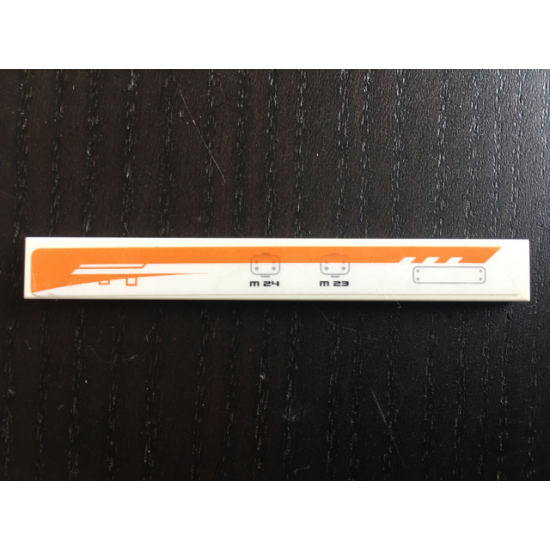 Tile 1 x 8 with Orange Line, Mechanical and M24 & M23 Pattern Model Left Side (Sticker) - Set 7644