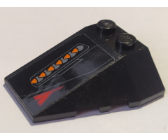 Wedge 4 x 4 Triple with Stud Notches with Dark Bluish Gray and Orange Bullets Pattern Model Right Side (Sticker) - Set 76087