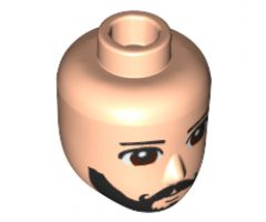 Mini Doll, Head Friends Male with Brown Eyes, Black Beard and Moustache Pattern