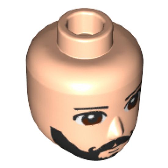 Mini Doll, Head Friends Male with Brown Eyes, Black Beard and Moustache Pattern