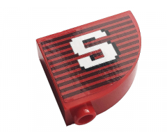 Slope, Curved 3 x 1 x 2 with Stud with Gray Stripes and White Letter 'S' Pattern (Sticker) - Set 10272