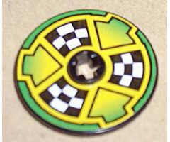 Technic, Disk 3 x 3 with Checkered Flags and Arrows on Green Pattern (Sticker) - Set 8241