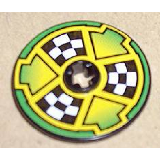 Technic, Disk 3 x 3 with Checkered Flags and Arrows on Green Pattern (Sticker) - Set 8241