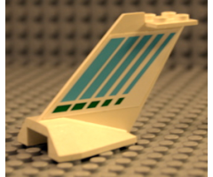 Tail Wedge with Light Blue & Green Stripes Pattern on Both Sides (Stickers) - Set 2532