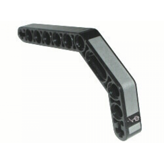Technic, Liftarm 1 x 11.5 Double Bent Thick with Silver Stripe and V-8 Pattern (Sticker) - Set 8466