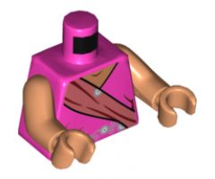 Torso Female Sari, Nougat Neck, Coral Sash, Silver and White Flower Filigree Pattern / Nougat Arms / Nougat Hands